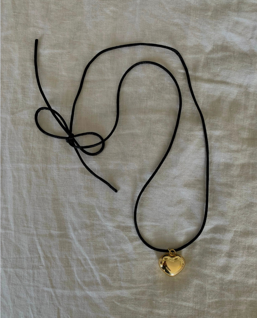 Black Cord Gold Heart