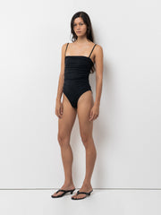 Ruched Maillot – Black