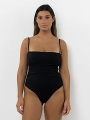 Ruched Maillot – Black